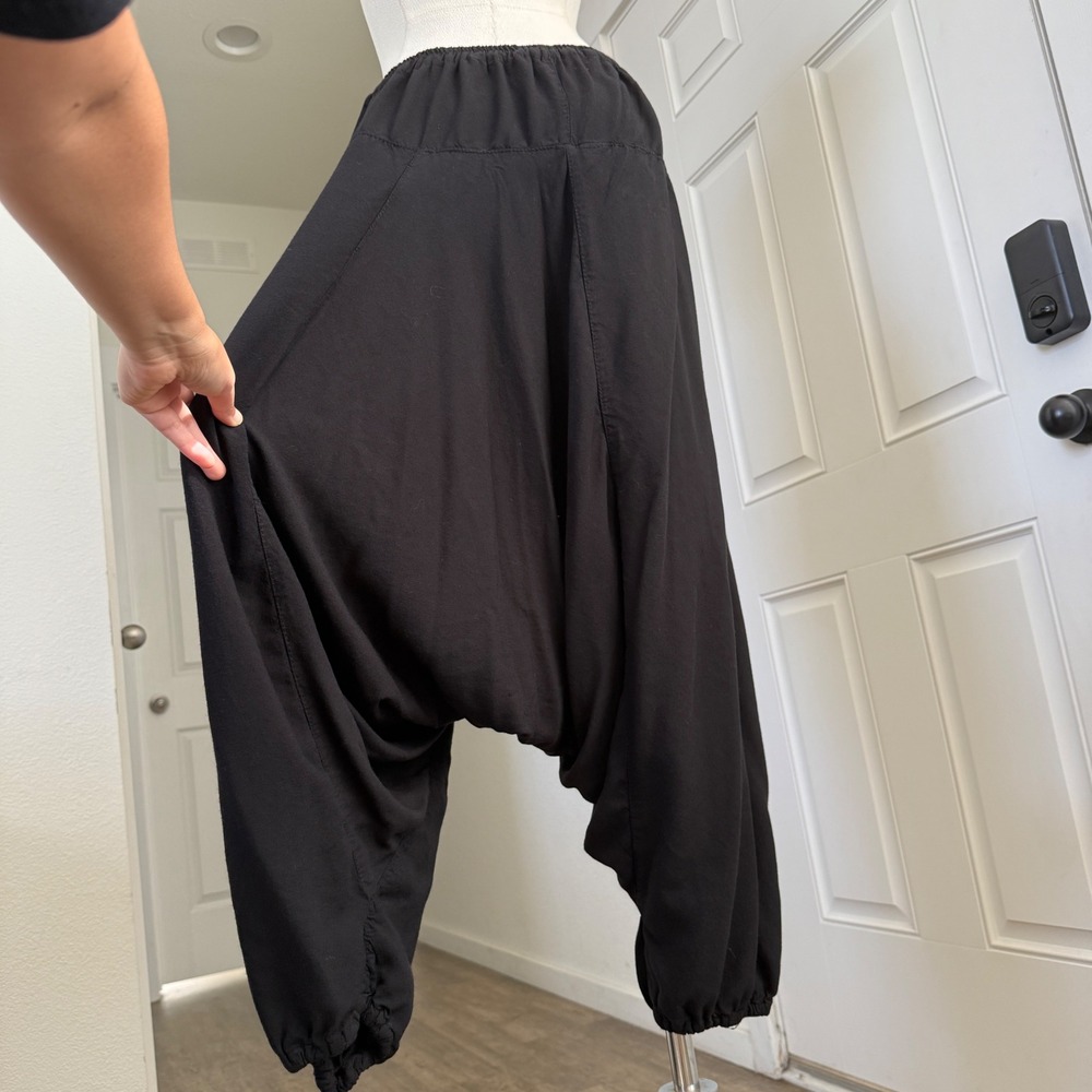 Womens Black Harem Drop Crotch Boho Hippie Yoga Pants Womens One Size